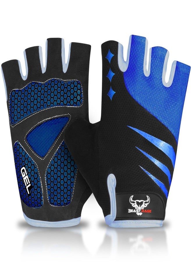 BEAST RAGE Cycling Gloves for Men and Women, Gel Padded MTB Gloves - Fingerless Bicycle Glove - Anti-Slip Bike Gloves for Cycling, Mountain Biking, Hiking, Rowing, Weight Lifting & Regular Workouts - Image 1
